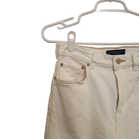 Scotch & Soda White Denim Frayed Hem Mid Rise The Charm Bootcut Jeans Sze 28/32 - Picture 16 of 16